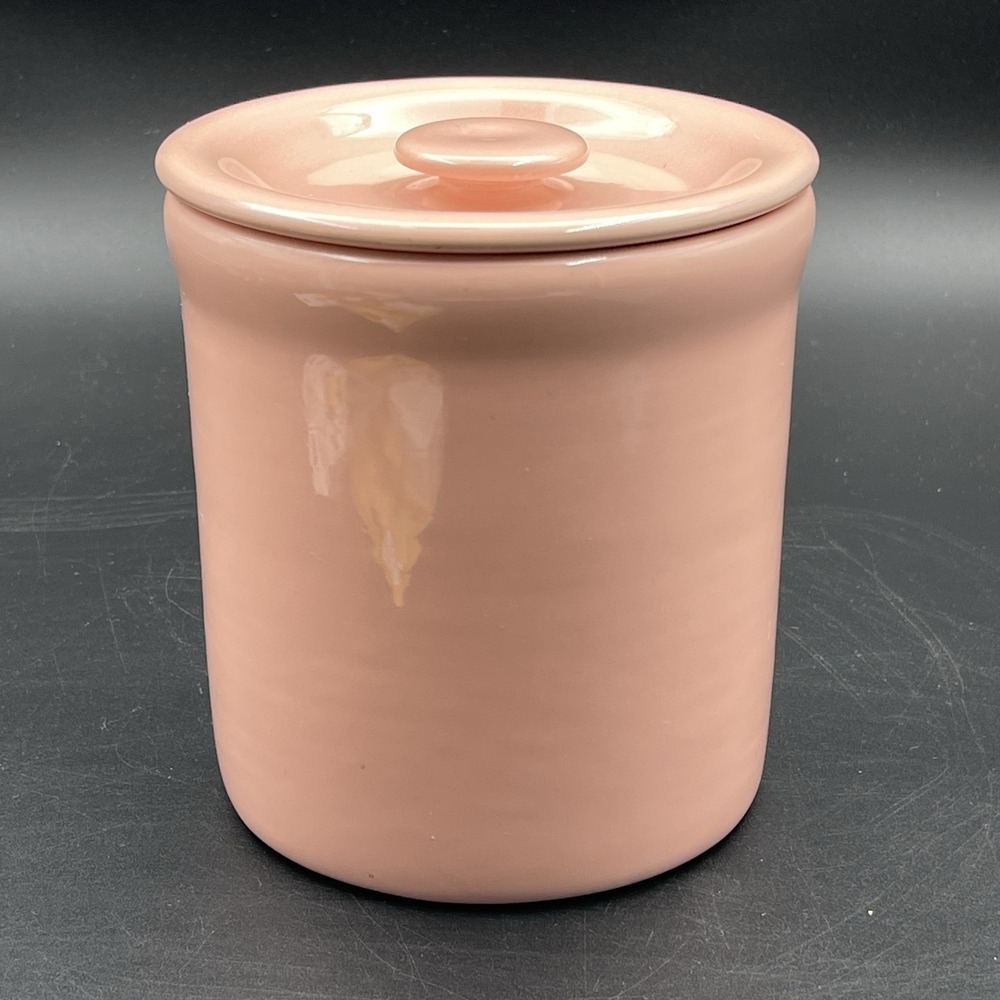 Gaetano Pottery Calif USA Peach Coral Tea Sugar‎ Canister w Lid Vintage